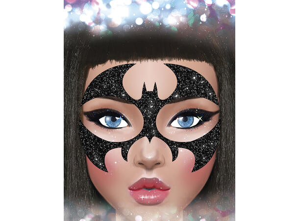 Bat - Glitter face 1 Ark m/Selvklebende maske - 13x15cm 