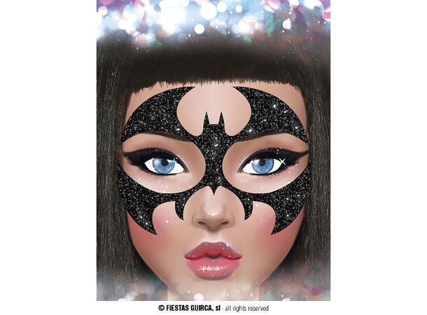 Bat - Glitter face 1 Ark m/Selvklebende maske - 13x15cm 