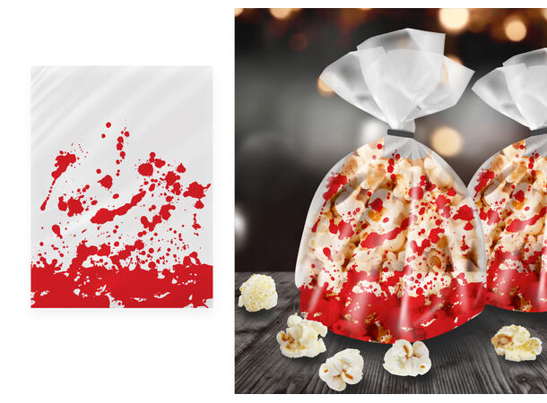 Blodige godteposer Godteposer i plast - 28x13cm 