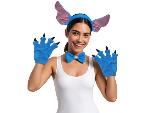 Blue monster - Tiara, hansker og sløyfe 1 Sett med tre deler til voksen 