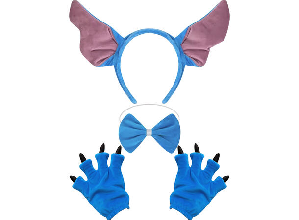 Blue monster - Tiara, hansker og sløyfe 1 Sett med tre deler til voksen 