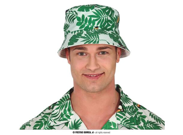 Bøttehatt - Palme- Grønn/Hvit 1 Hatt i polyester til voksen 