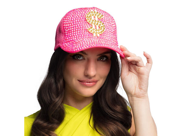 Caps - Neon m/"$"-tegn - 4 farger ass. 1 Caps til voksen - Onesize 