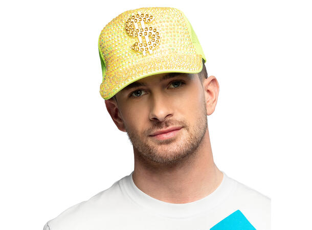 Caps - Neon m/"$"-tegn - 4 farger ass. 1 Caps til voksen - Onesize 