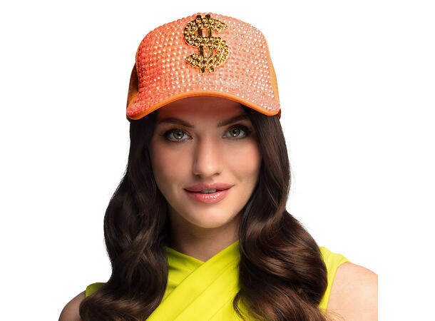 Caps - Neon m/"$"-tegn - 4 farger ass. 1 Caps til voksen - Onesize 