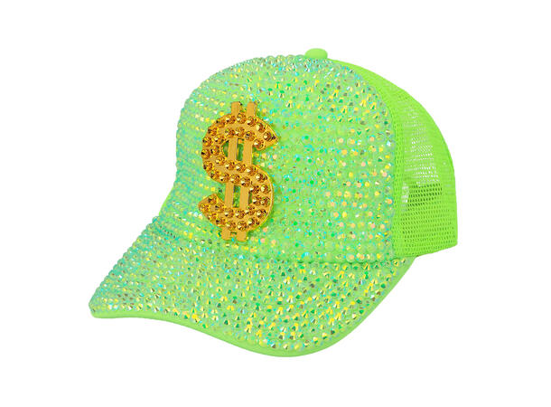 Caps - Neon m/"$"-tegn - 4 farger ass. 1 Caps til voksen - Onesize 