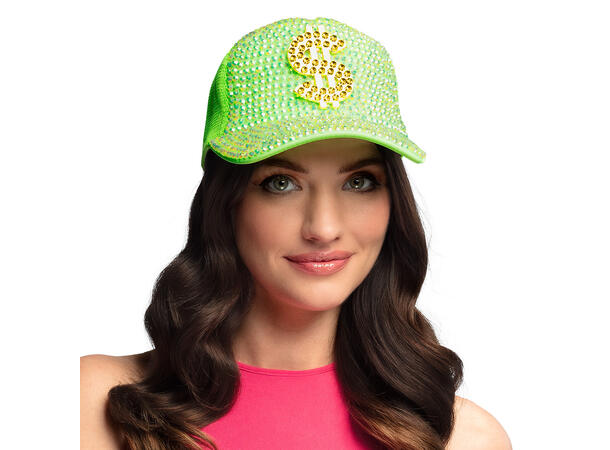 Caps - Neon m/"$"-tegn - 4 farger ass. 1 Caps til voksen - Onesize 