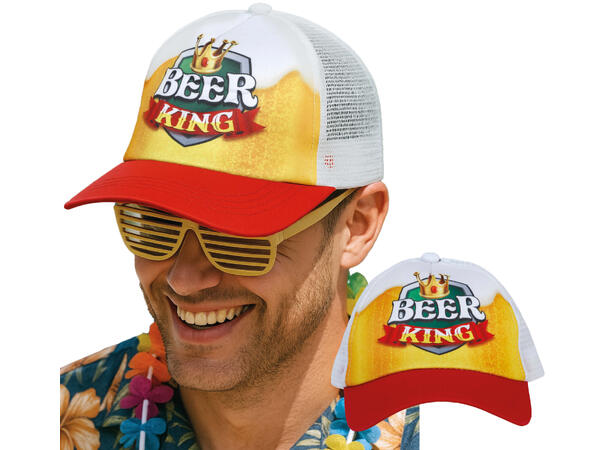 Caps - "Beer King" - Hvit/rød/gul 1 Caps til voksen - Onesize 