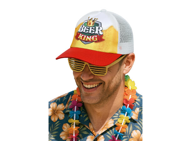 Caps - "Beer King" - Hvit/rød/gul 1 Caps til voksen - Onesize 
