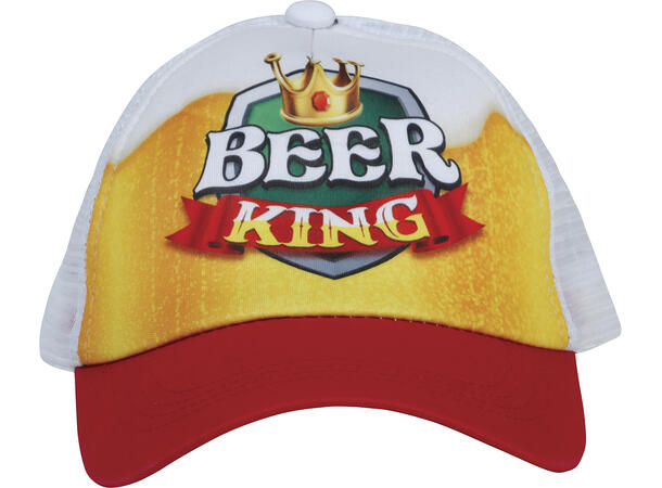 Caps - "Beer King" - Hvit/rød/gul 1 Caps til voksen - Onesize 