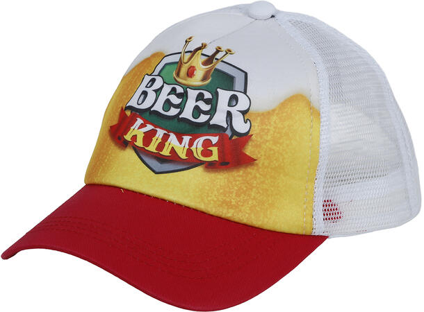 Caps - "Beer King" - Hvit/rød/gul 1 Caps til voksen - Onesize 
