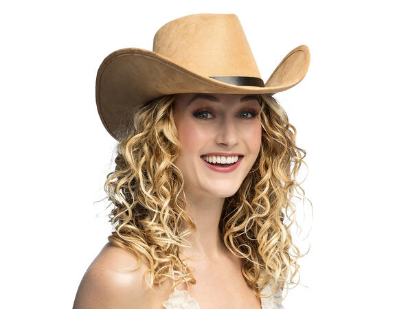 Cowboyhatt - Bronco - Beige m/bånd 1 Hatt til voksen - Onesize 