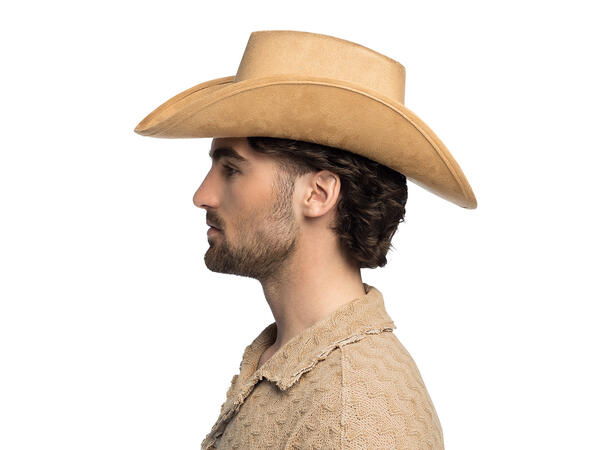 Cowboyhatt - Bronco - Beige m/bånd 1 Hatt til voksen - Onesize 