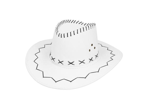 Cowboyhatt - Hvit - Lærlook 1 Hatt til voksen - Onesize 