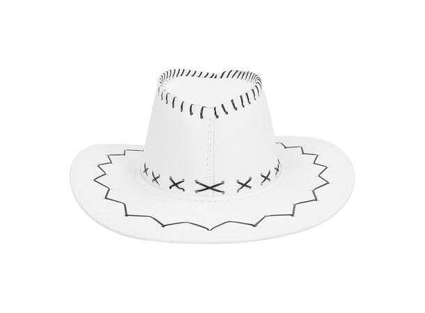 Cowboyhatt - Hvit - Lærlook 1 Hatt til voksen - Onesize 