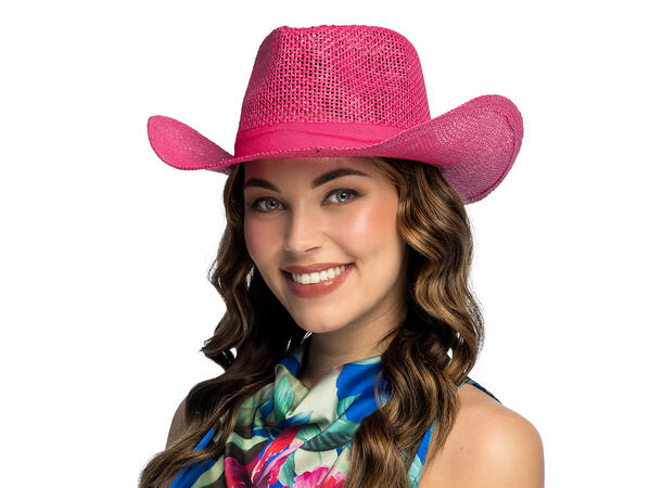 Cowboyhatt - Netting - Rosa 1 Hatt til voksen - Onesize 