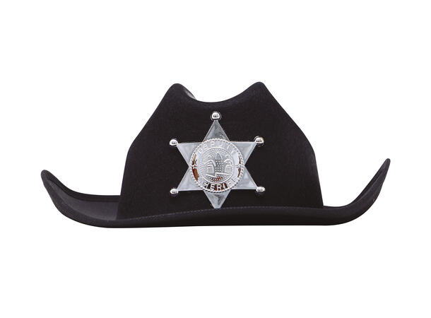 Cowboyhatt m/stjerne - sort - til barn 1 Hatt til barn - Onesize 