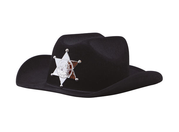 Cowboyhatt m/stjerne - sort - til barn 1 Hatt til barn - Onesize 
