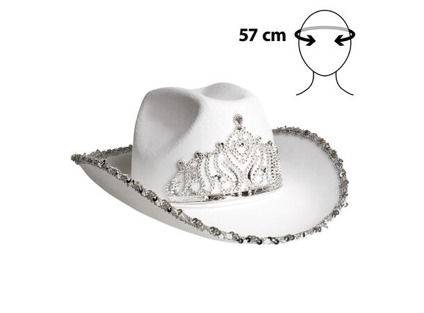 Cowboyhatt med paljetter og krone - Ass 1 Hatt til voksen - Onesize 