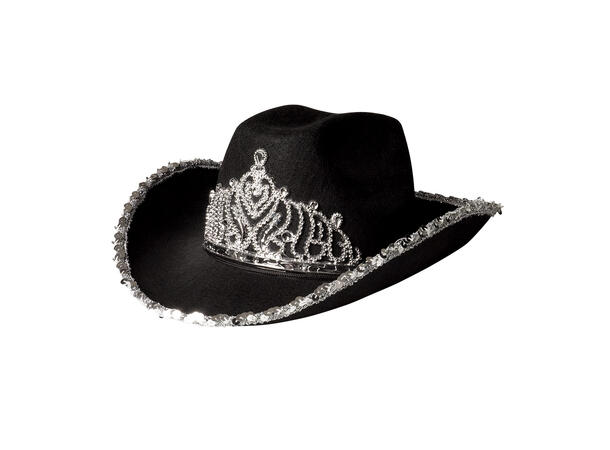 Cowboyhatt med paljetter og krone - Ass 1 Hatt til voksen - Onesize 