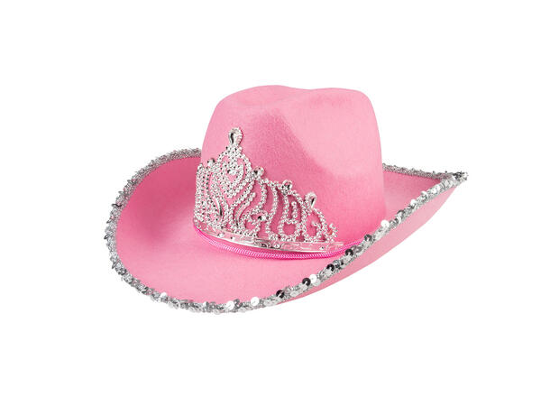 Cowboyhatt med paljetter og krone - Ass 1 Hatt til voksen - Onesize 