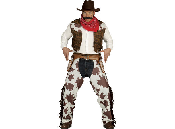 Cowboykostyme - Vest og Chaps 1 Herrekostyme - str 48-50 (M) 