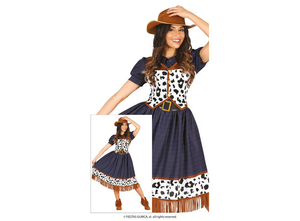 Cowgirl - Kjole og vest - blå 1 Damekostyme - str 42-44 (L) 