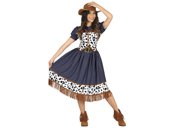 Cowgirl - Kjole og vest - blå 1 Damekostyme - str 42-44 (L) 