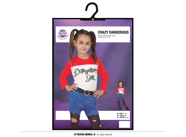 Dangerous Girl - Rød/hvit/blå 1 Barnekostyme til jente - Str 5-6 År 