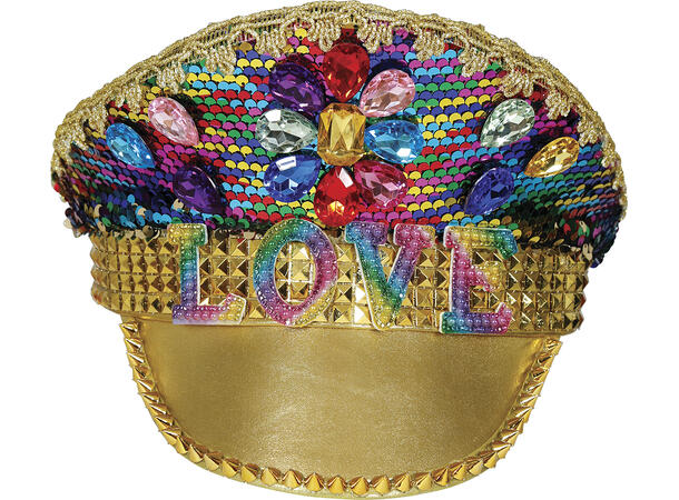 De-luxe kapteinshatt - LOVE m/stener 1 Hatt til voksen - Onesize 