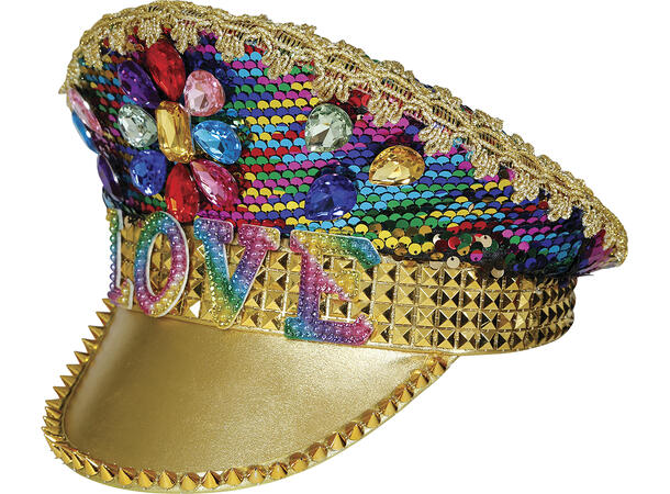 De-luxe kapteinshatt - LOVE m/stener 1 Hatt til voksen - Onesize 