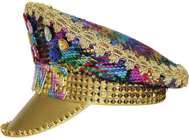 De-luxe kapteinshatt - LOVE m/stener 1 Hatt til voksen - Onesize 