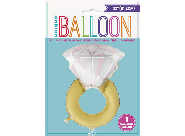 Diamantring - Gigantisk 1 Folieballong med form - 81cm