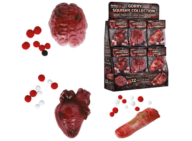 Div organer i myk lateks - 4 ass Display med 12 organer - 10cm 