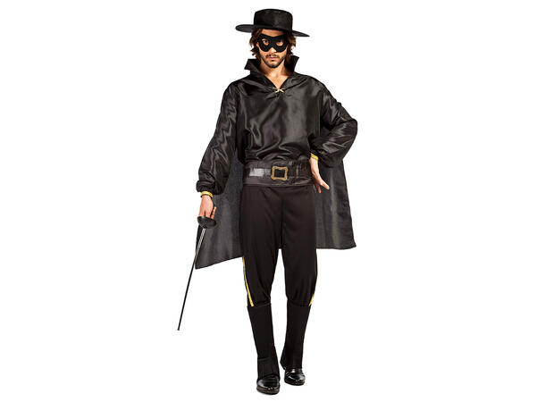 Don Diego - Zorro - Sort 1 Herrekostyme - Str M/L 