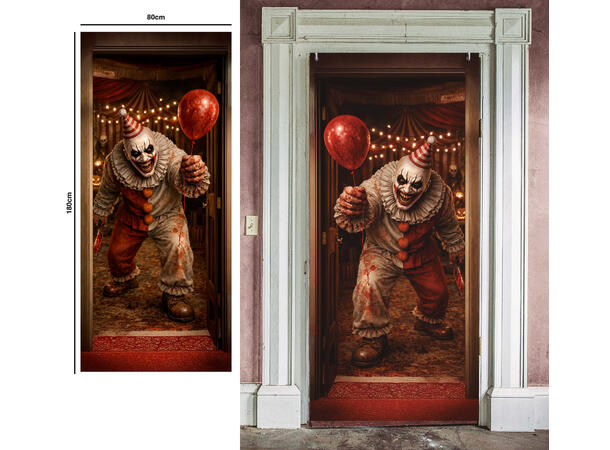 Dørplakat - Skummel klovn 1 Dørplakat in polyester - 80x180cm 