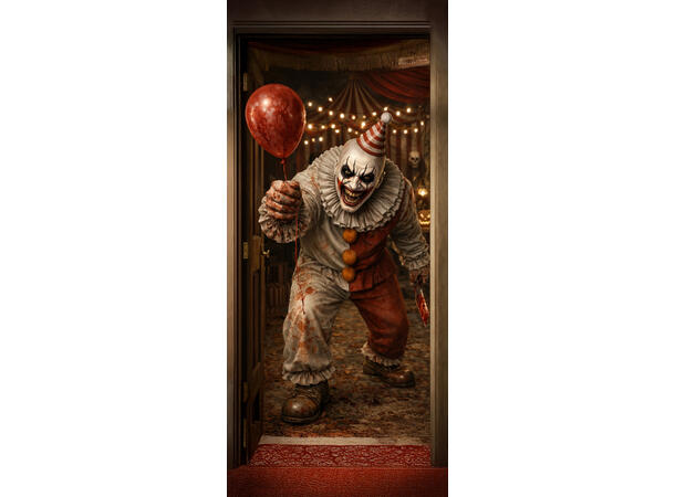 Dørplakat - Skummel klovn 1 Dørplakat in polyester - 80x180cm 