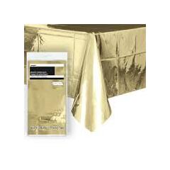 Ensfarget Skinnende Gull 1 Plastikkduk firkantet - 137x274cm