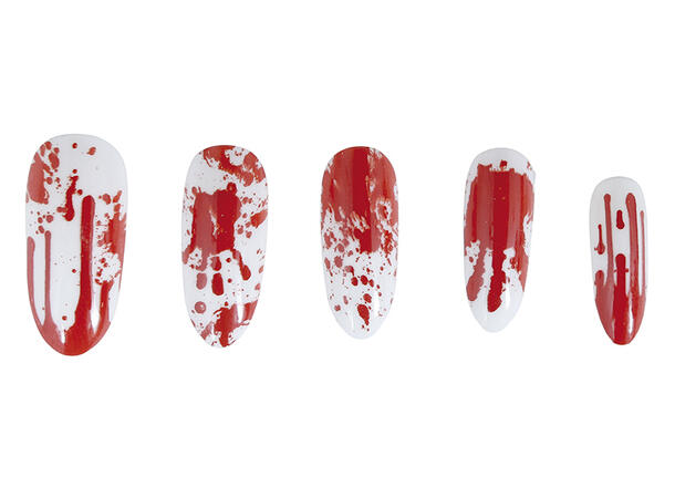 Falske negler - Blodig 12 falske negler m/lim 
