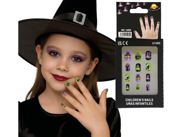 Falske negler - Halloween 2 12 falske negler m/lim 