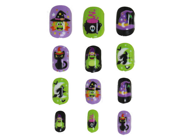 Falske negler - Halloween 2 12 falske negler m/lim 
