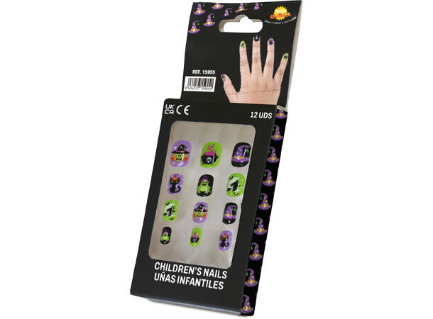 Falske negler - Halloween 2 12 falske negler m/lim 