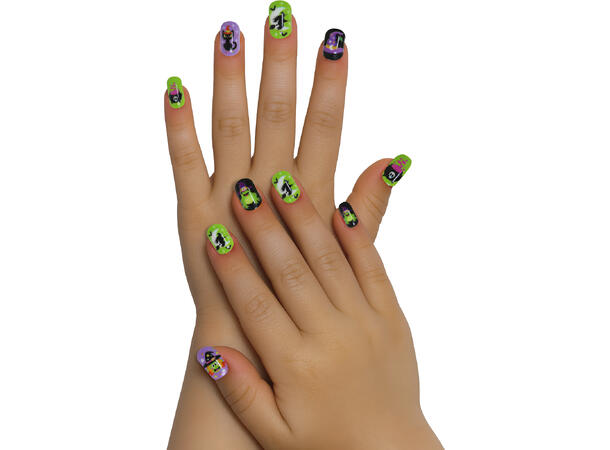 Falske negler - Halloween 2 12 falske negler m/lim 