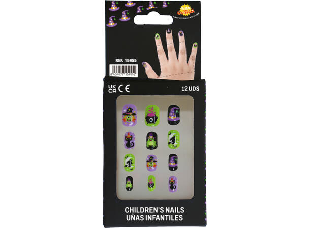 Falske negler - Halloween 2 12 falske negler m/lim 