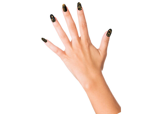 Falske negler - Happy New Year - Sort 1 Sett m/12 negler 