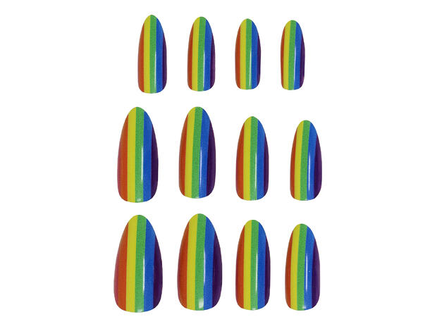 Falske negler - Rainbow 1 Ark med 12 selvklebende negler 