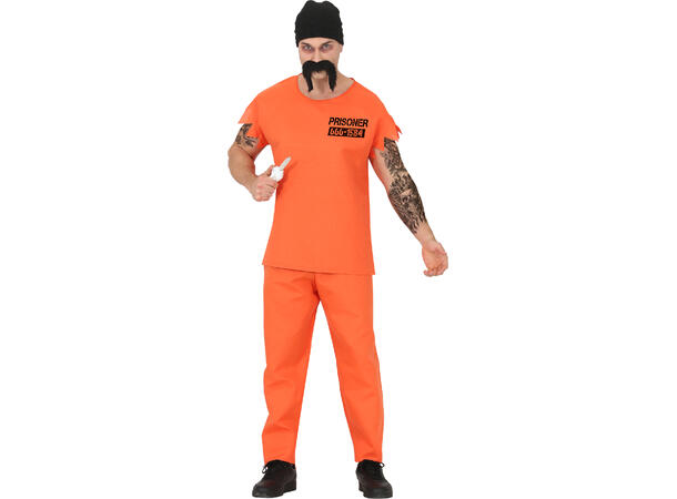 Fangekostyme - Korte ermer m/bart og lue 1 Herrekostyme - str 48-50 (M) 