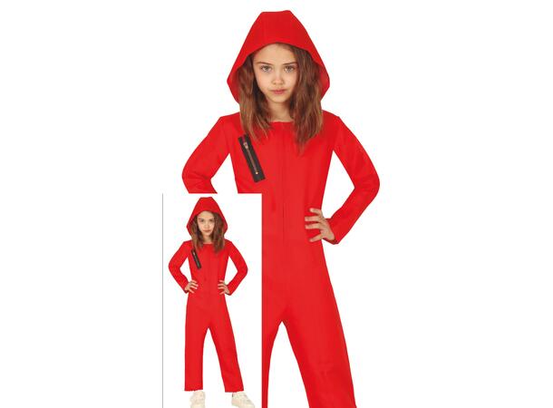 Fangekostyme - Onepiece - Rød 1 Barnekostyme - Str 10-12 År 