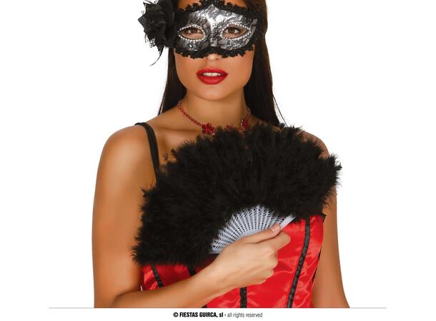 Fjærvifte - Sort 1 Vifte med 16 blader i fjær 