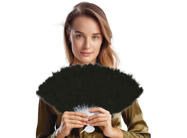 Fjærvifte - Sort 1 Vifte med 16 blader i fjær 